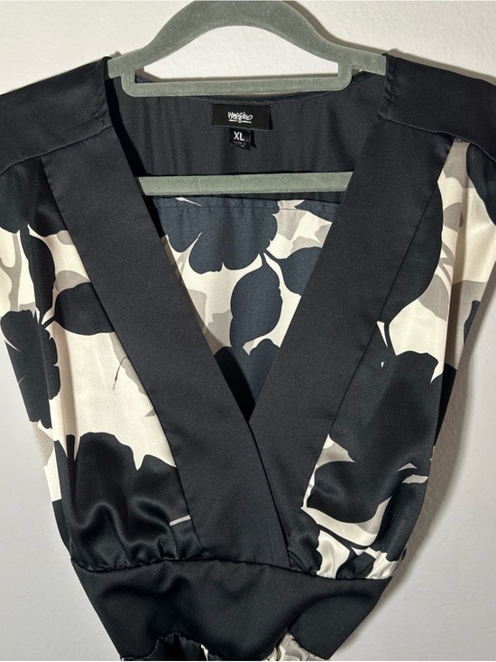 Mossimo Supply Co. Dresses & Skirts - Mossimo Target 2007 Floral Satin Dress XL Black White Grey Sleeveless Y2K VYG